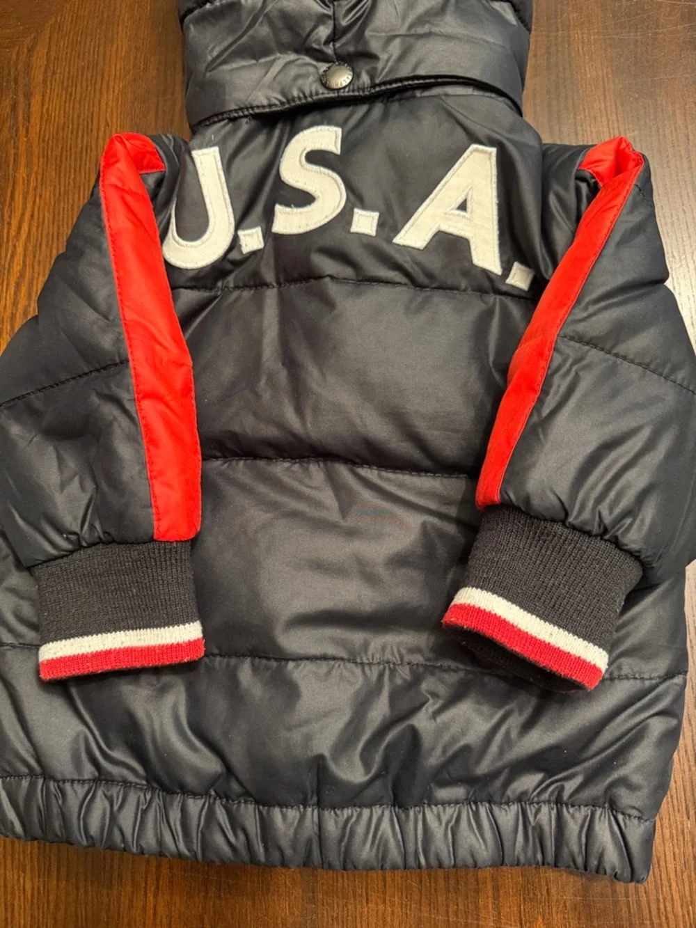 Polo Ralph Lauren Baby Boys Hooded Puffer Coat Big Pony USA 12M Black Red